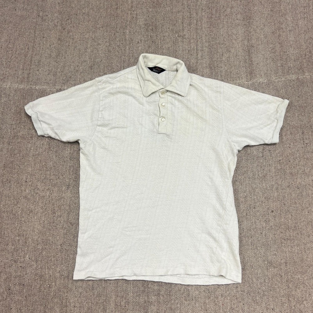Vintage Tommy Knight Polo‎ Shirt Mens Medium White 1960s